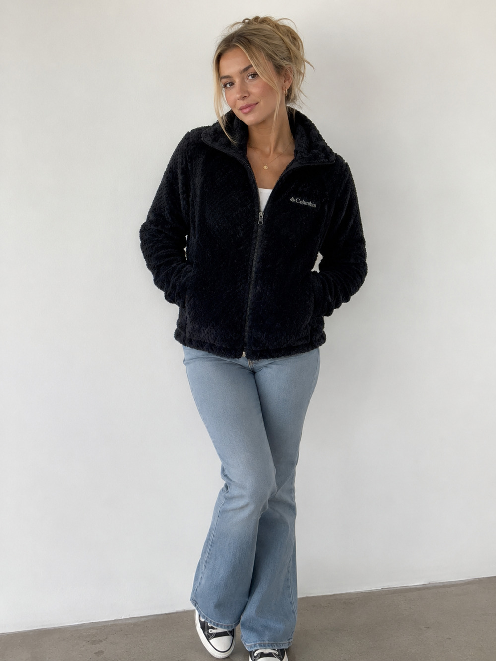 Columbia Sportswear Women’s Beech Black Fluffy Soft Fleece Zip Up Medium